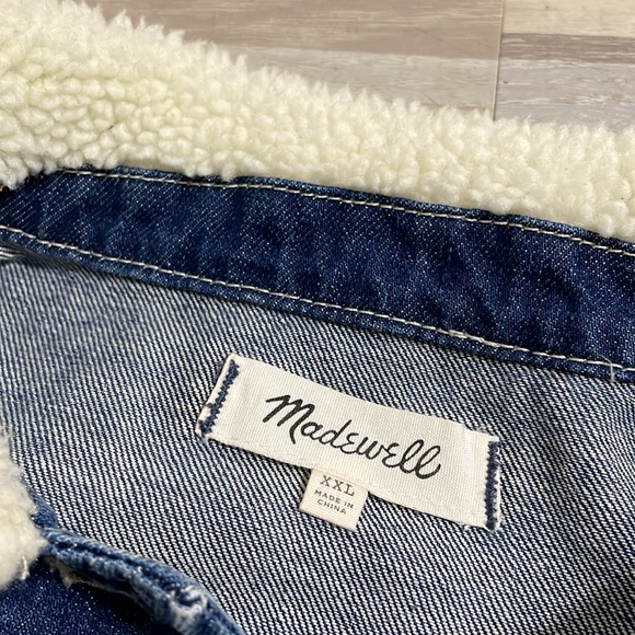 Madewell Size XXL Denim Northward Cropped Army Jacket: Sherpa Edition - Picture 2 of 7